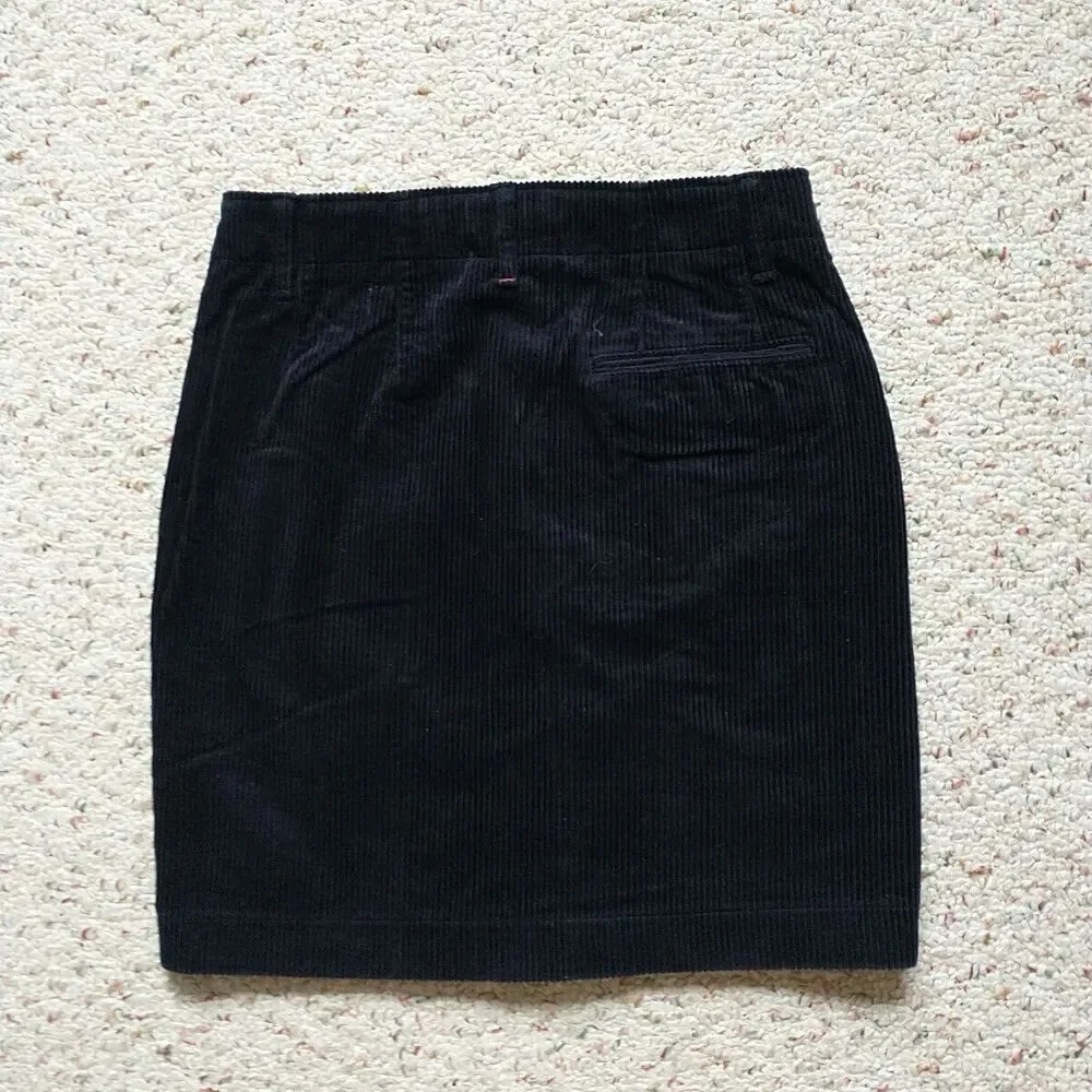 Ines DeLa Fressange X Uniqlo Mini Skirt 0 Blue WhaleCorduroy Front Button Cotton